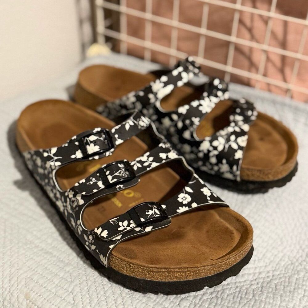 Papillio by Birkenstock Florida Floral Slide Buckle Sandals Size 38 US 7